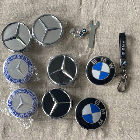 Other - BMW and Mercedes-Benz Logo Keychain and Badge Set